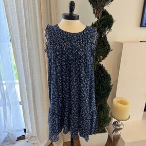 Joie Floral Sleeveless Swing Dress - Navy Size L